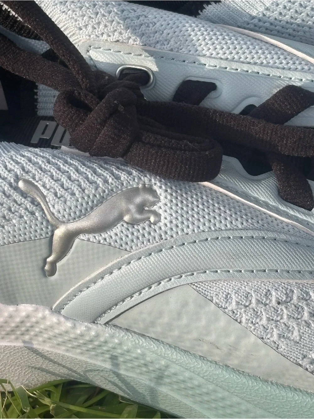 Puma Women’s Light Blue and Black Mesh Running Sneakers Size 8